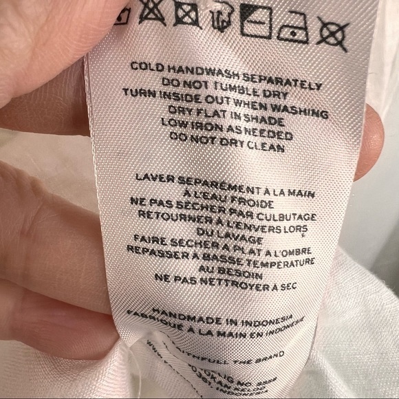 FAITHFUL The BRAND Dija Mini Dress 100% Linen White LongSleeve Sz 4 S Lagenlook - Picture 9 of 12